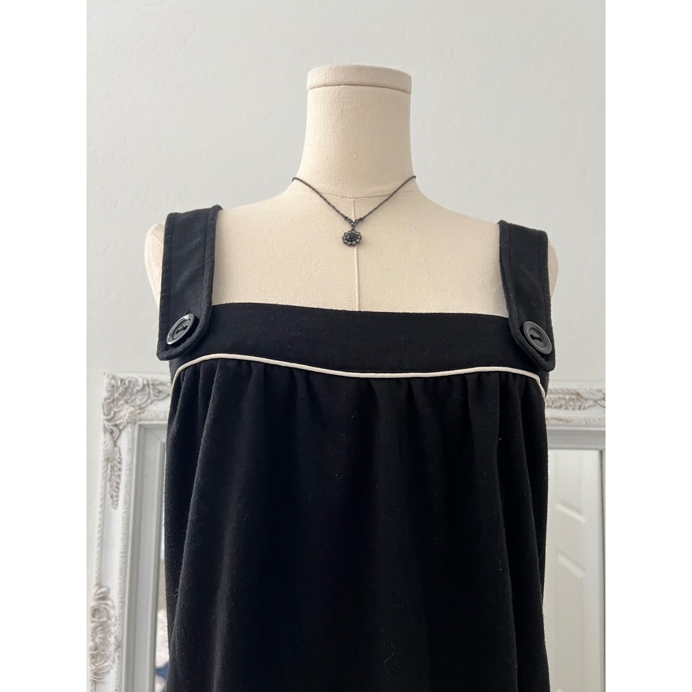vintage black & white babydoll mini dress with cute buttons and mini pockets - Picture 3 of 6